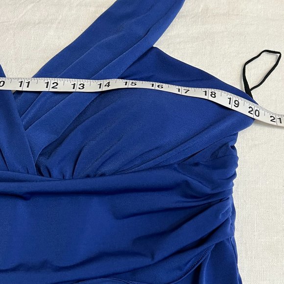 Vintage Pelicana Women's Prom Dress Navy Sleeveless Size 3XL V-Neck Formal Dress - Picture 5 of 9